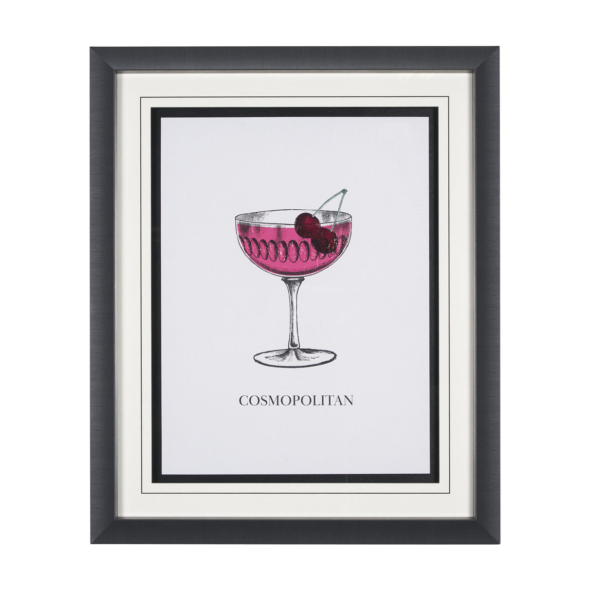 Vintage Cocktails-Cosmo by Gwen Aspell Hand Embellished Textured Framed Art Print Matted under Glass from Mercana - Luna Furniture