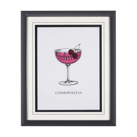 Vintage Cocktails-Cosmo by Gwen Aspell Hand Embellished Textured Framed Art Print Matted under Glass from Mercana - Luna Furniture