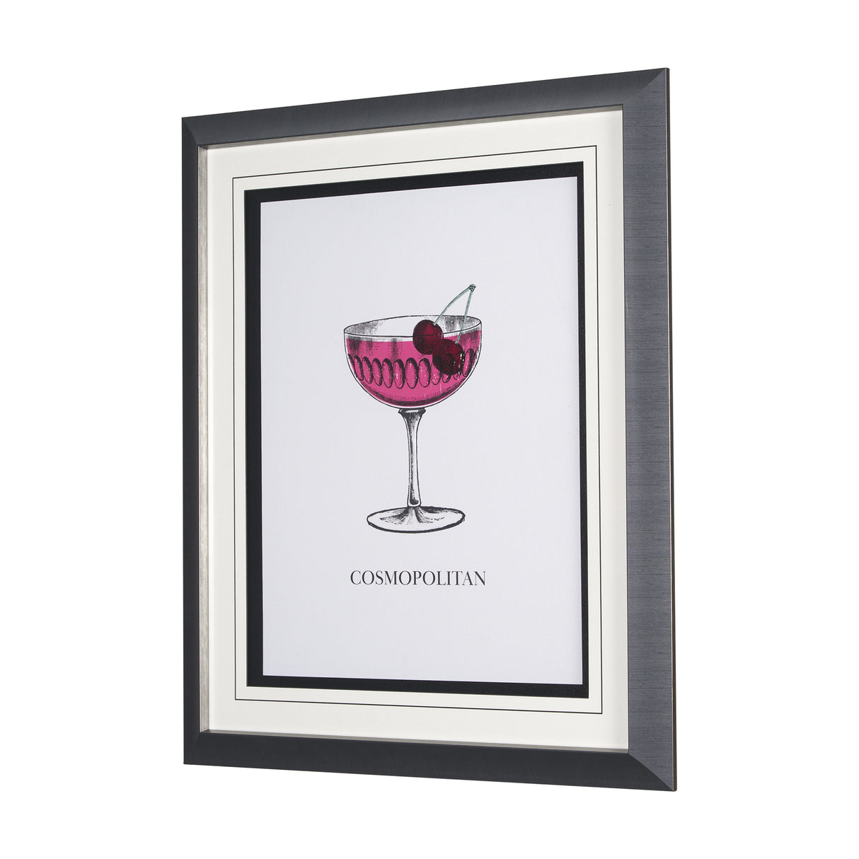 Vintage Cocktails-Cosmo by Gwen Aspell Hand Embellished Textured Framed Art Print Matted under Glass from Mercana - Luna Furniture