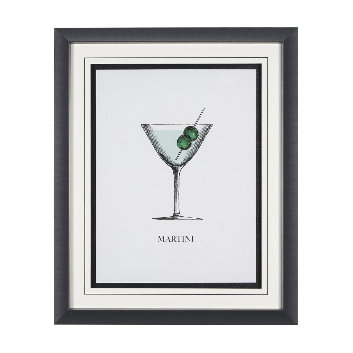 Vintage Cocktails-Martini by Gwen Aspell Hand Embellished Framed Art Print Matted under Glass from Mercana - Luna Furniture