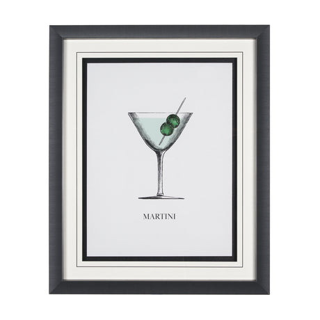 Vintage Cocktails-Martini by Gwen Aspell Hand Embellished Framed Art Print Matted under Glass from Mercana - Luna Furniture