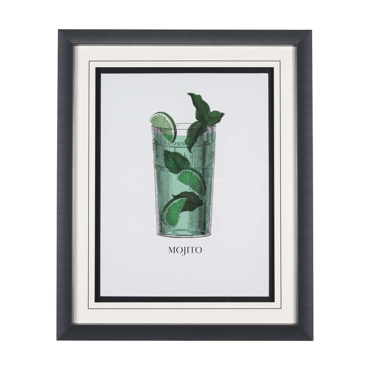 Vintage Cocktails-Mojito by Gwen Aspell Hand Embelished Textured Framed Art Print Matted under Glass from Mercana - Luna Furniture