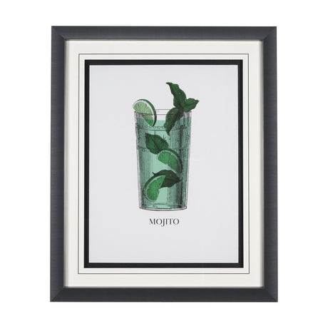 Vintage Cocktails-Mojito by Gwen Aspell Hand Embelished Textured Framed Art Print Matted under Glass from Mercana - Luna Furniture
