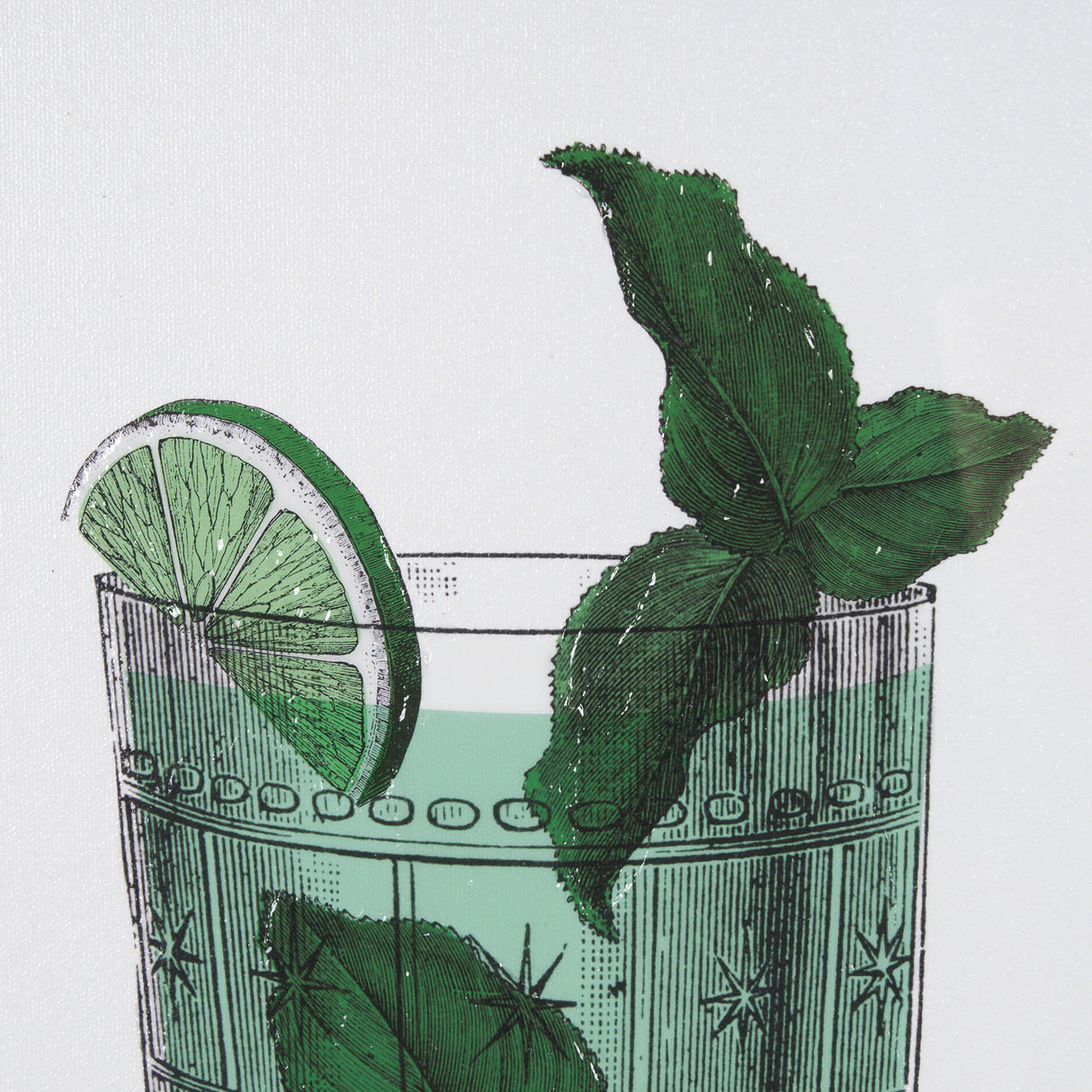 Vintage Cocktails-Mojito by Gwen Aspell Hand Embelished Textured Framed Art Print Matted under Glass from Mercana - Luna Furniture