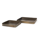Varun Square Antiqued Brass Metal Tray (Set of 2) from Mercana - Luna Furniture