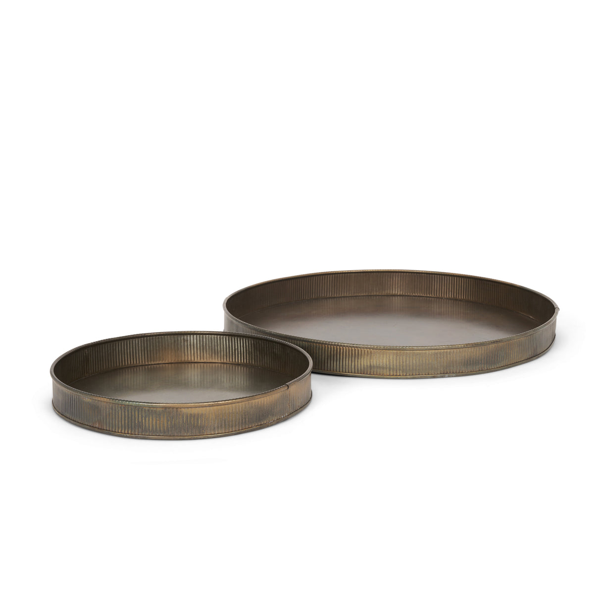 Varun Round Antiqued Brass Metal Tray (Set of 2) from Mercana - Luna Furniture