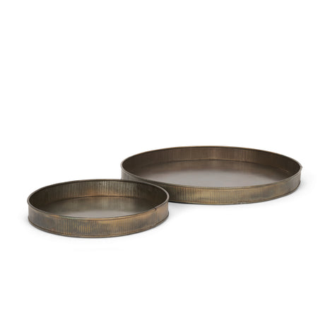 Varun Round Antiqued Brass Metal Tray (Set of 2) from Mercana - Luna Furniture