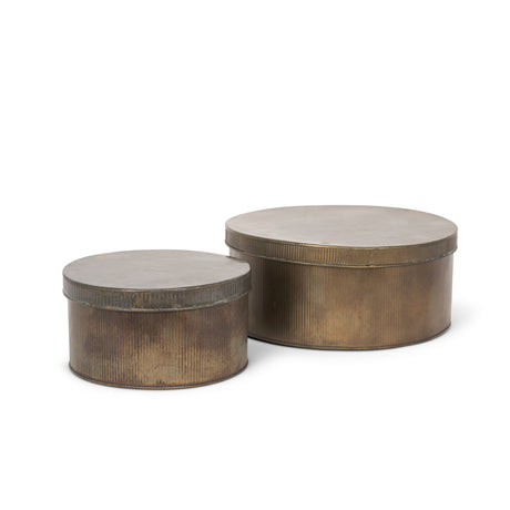 Josephine Round Antique Gold Metal Box (Set of 2) from Mercana - Luna Furniture