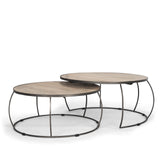 Clapp Round Light Brown W/ White Wash Wood and Silver Metal Nesting Coffee Tables (Set of 2) from Mercana - Luna Furniture