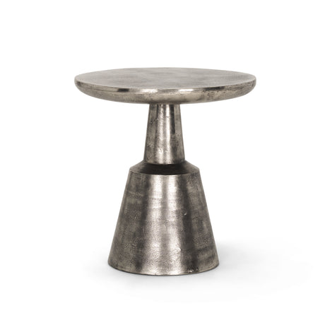 Bobbi Textured Polished Nickel Cast Aluminum Metal Accent Table from Mercana - Luna Furniture