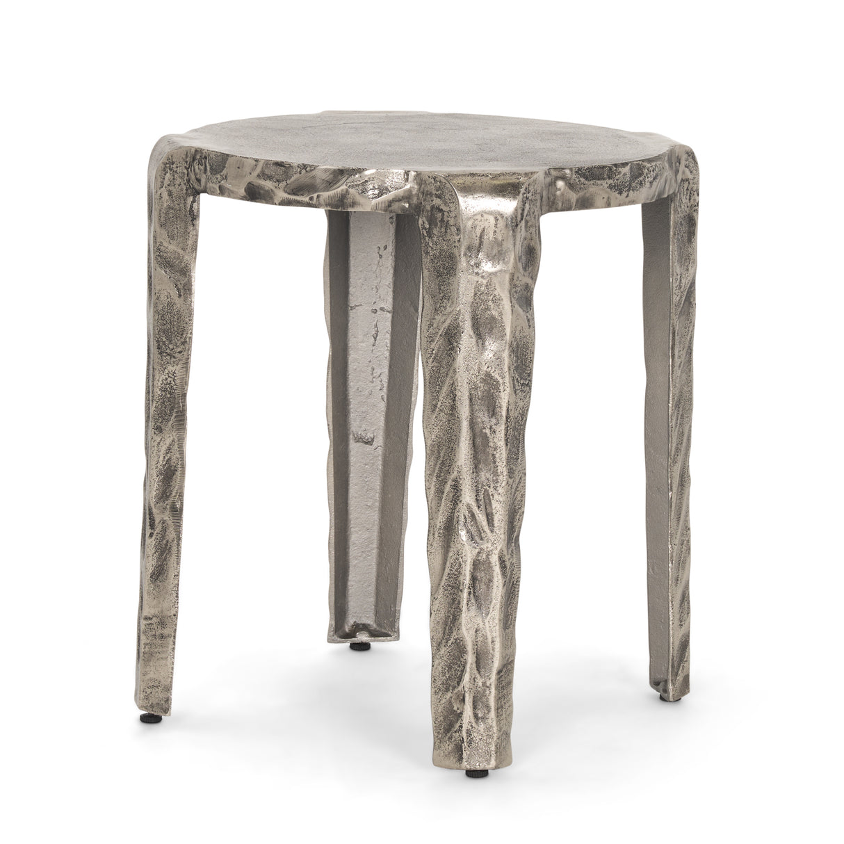 Randy Textured Silver Nickel Cast Aluminum Metal Accent Table from Mercana - Luna Furniture