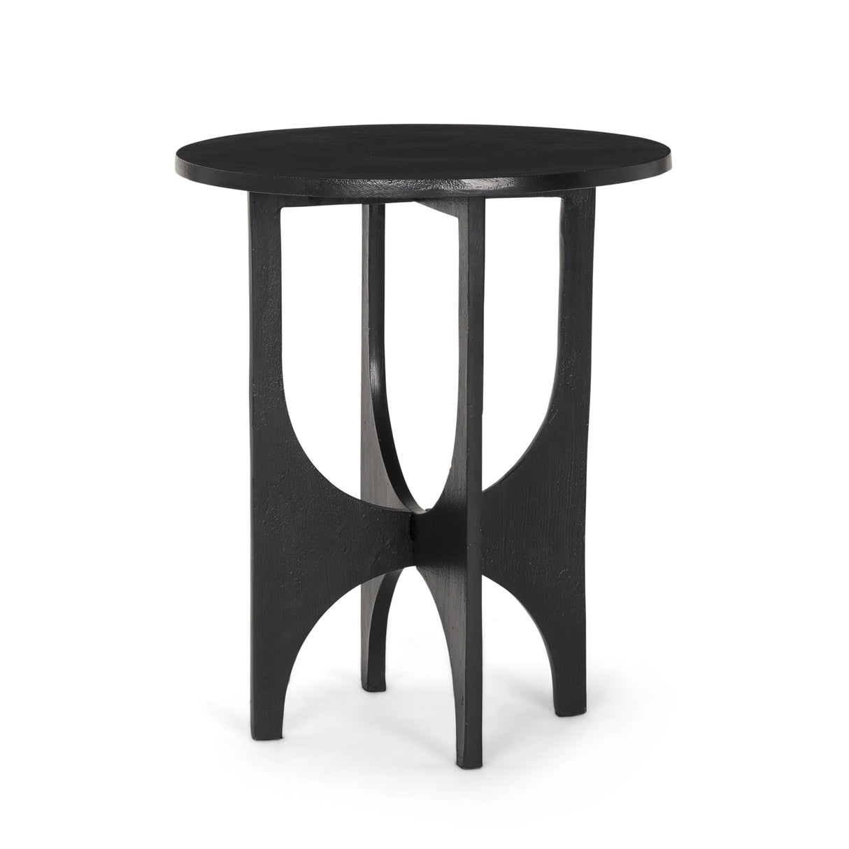 Sobi Textured Matte Black Round Metal Accent Table from Mercana - Luna Furniture