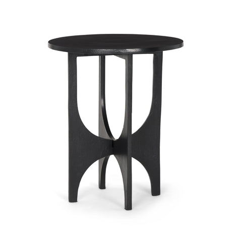 Sobi Textured Matte Black Round Metal Accent Table from Mercana - Luna Furniture