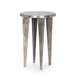 Maggie Textured Silver Nickel Cast Aluminum Metal Accent Table from Mercana - Luna Furniture