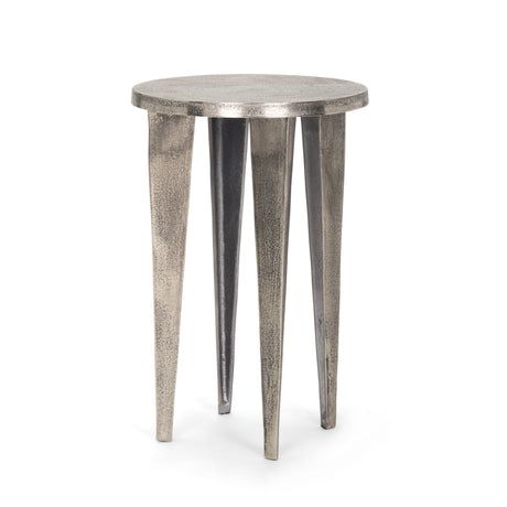 Maggie Textured Silver Nickel Cast Aluminum Metal Accent Table from Mercana - Luna Furniture