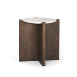 Bianca Dark Brown Wood w/ Marble Round Accent Table from Mercana - Luna Furniture