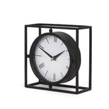Raisa Black w/ Gold Antiquing Metal Table Clock from Mercana - Luna Furniture