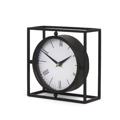 Raisa Black w/ Gold Antiquing Metal Table Clock from Mercana - Luna Furniture