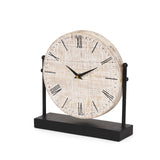 Raja Matte Black Metal w/ Wood Table Clock from Mercana - Luna Furniture