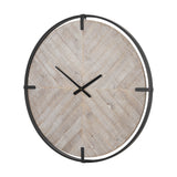 Rani Matte Black Metal w/ Wood Wall Clock from Mercana - Luna Furniture