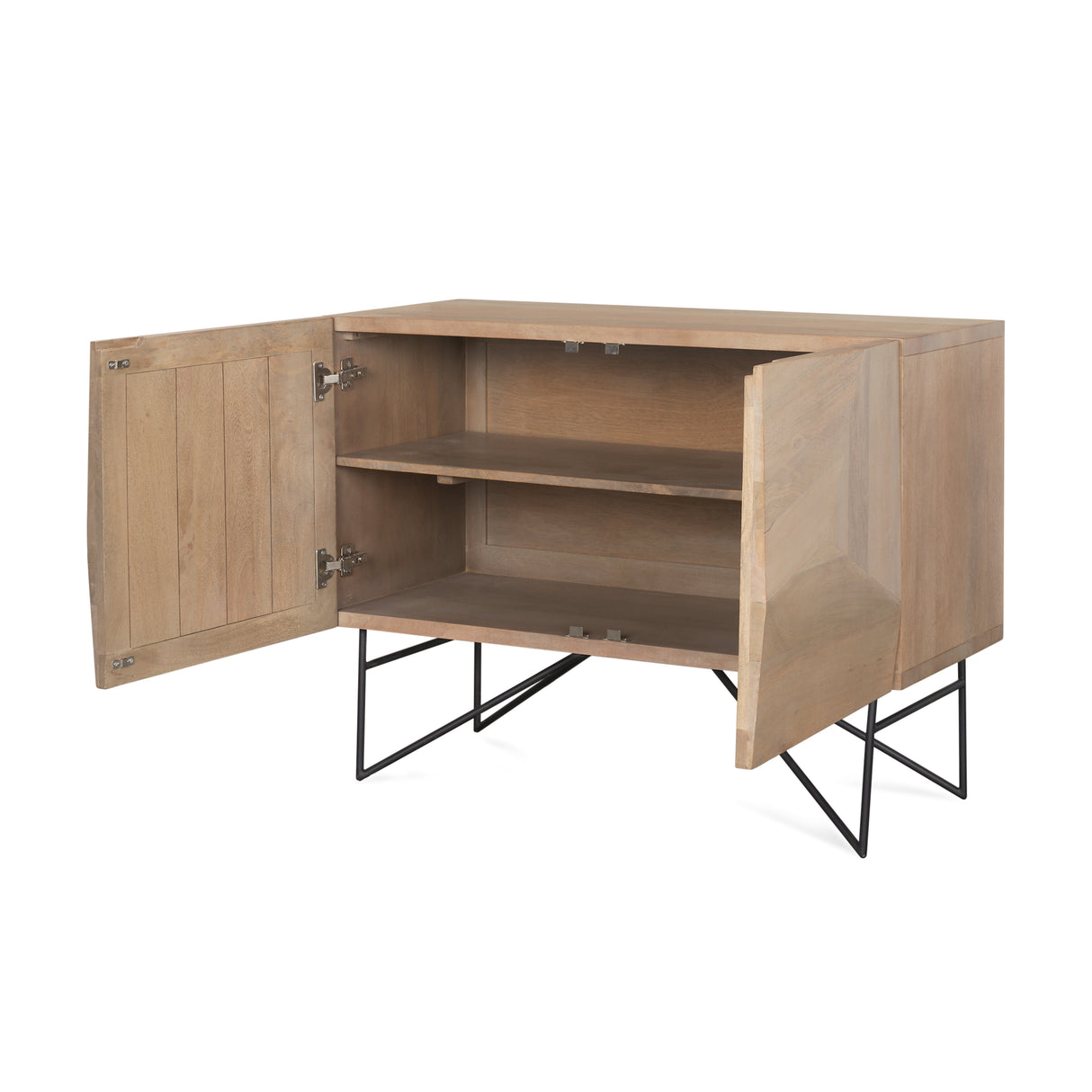 Darwin Light Brown Wooden 2 Door w/ 2 Shelves Accent Cabinet from Mercana - Luna Furniture
