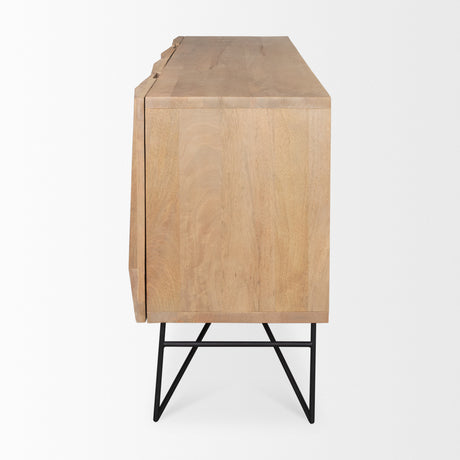 Darwin Light Brown Wooden 4 Door w/ 2 Shelves Sideboard from Mercana - Luna Furniture