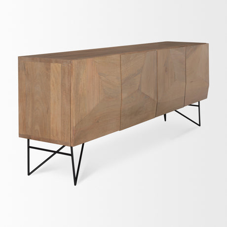 Darwin Light Brown Wooden 4 Door w/ 2 Shelves Sideboard from Mercana - Luna Furniture