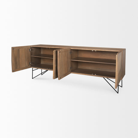 Darwin Light Brown Wooden 4 Door w/ 2 Shelves Sideboard from Mercana - Luna Furniture