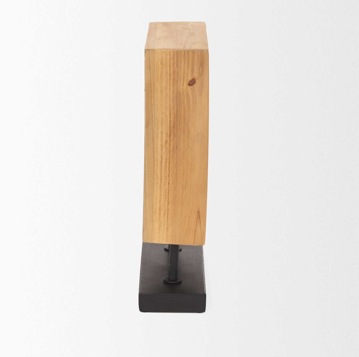 Renaya Light Brown Wood w/ Matte Black Metal Base Table Clock from Mercana - Luna Furniture