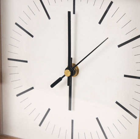 Renaya Light Brown Wood w/ Matte Black Metal Base Table Clock from Mercana - Luna Furniture