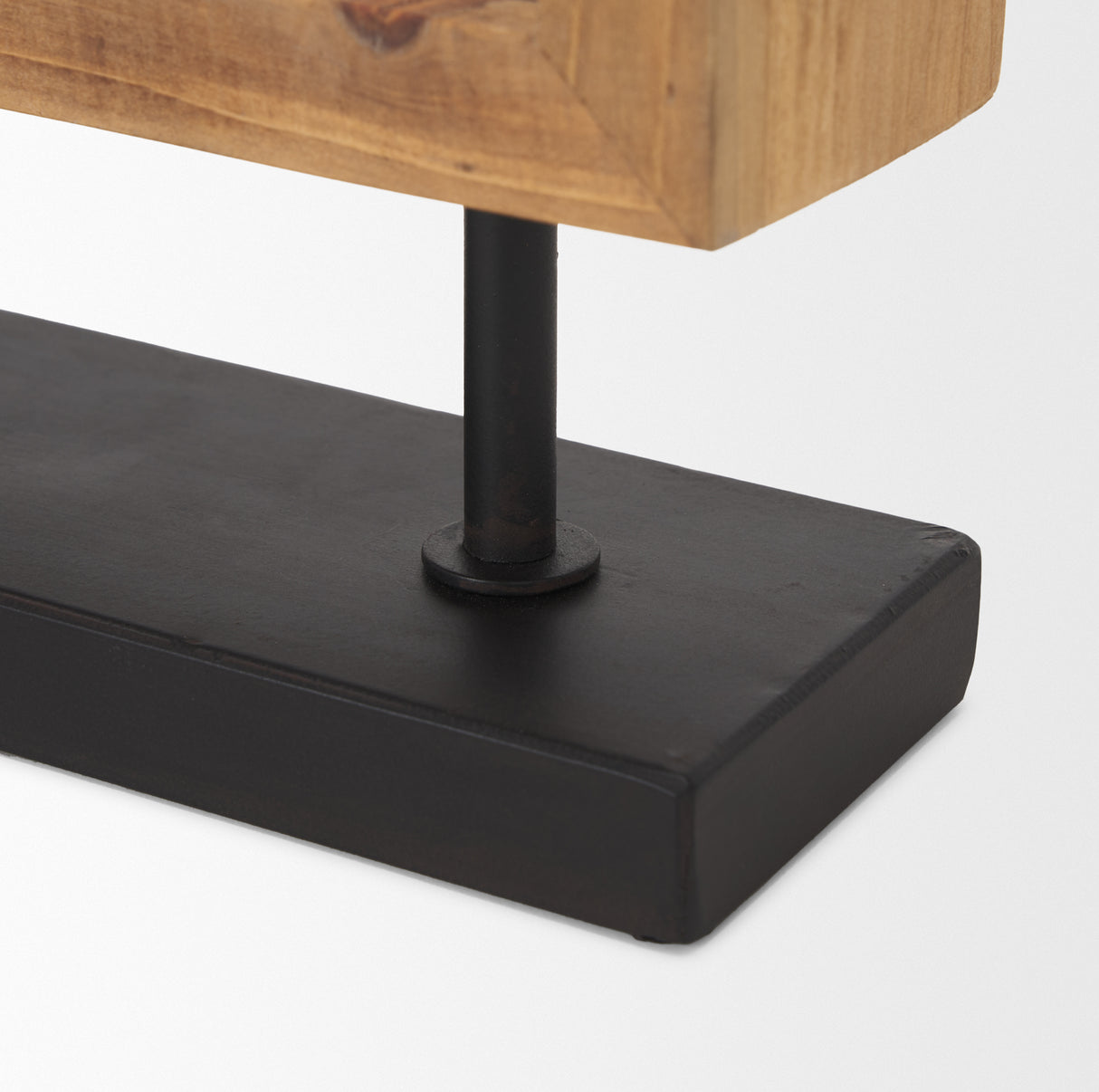 Renaya Light Brown Wood w/ Matte Black Metal Base Table Clock from Mercana - Luna Furniture