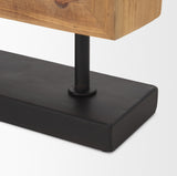 Renaya Light Brown Wood w/ Matte Black Metal Base Table Clock from Mercana - Luna Furniture