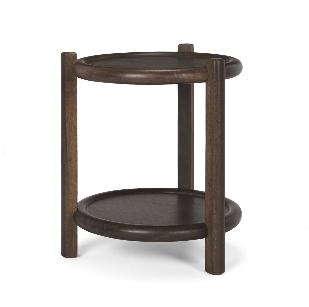 Romi Dark Brown Wood w/ Bottom Shelf Round Accent Table from Mercana - Luna Furniture