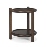 Romi Dark Brown Wood w/ Bottom Shelf Round Accent Table from Mercana - Luna Furniture