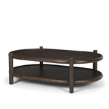 Romi Dark Brown Wood w/ Bottom Shelf Oval Coffee Table from Mercana - Luna Furniture