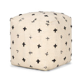 Saanvi Wool w/ Cream and Black Stitched Cross Patterned Pouf from Mercana - Luna Furniture