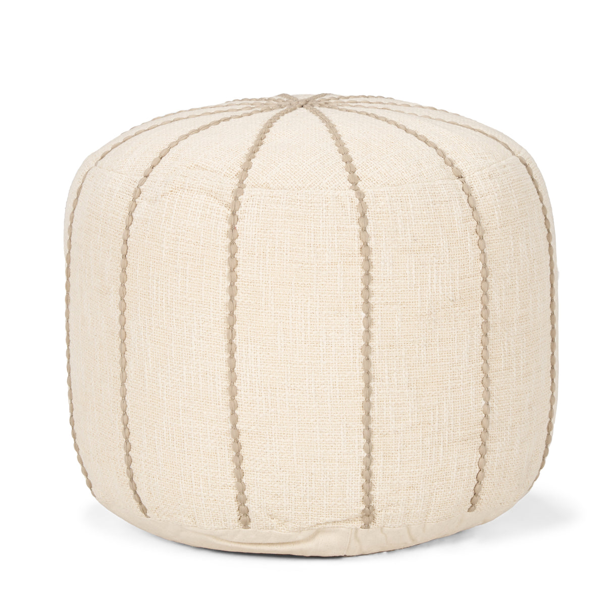 Sachi Beige w/ Stitching Pouf from Mercana - Luna Furniture
