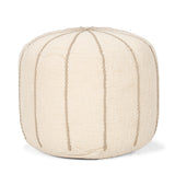 Sachi Beige w/ Stitching Pouf from Mercana - Luna Furniture