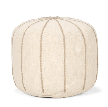 Sachi Beige w/ Stitching Pouf from Mercana - Luna Furniture