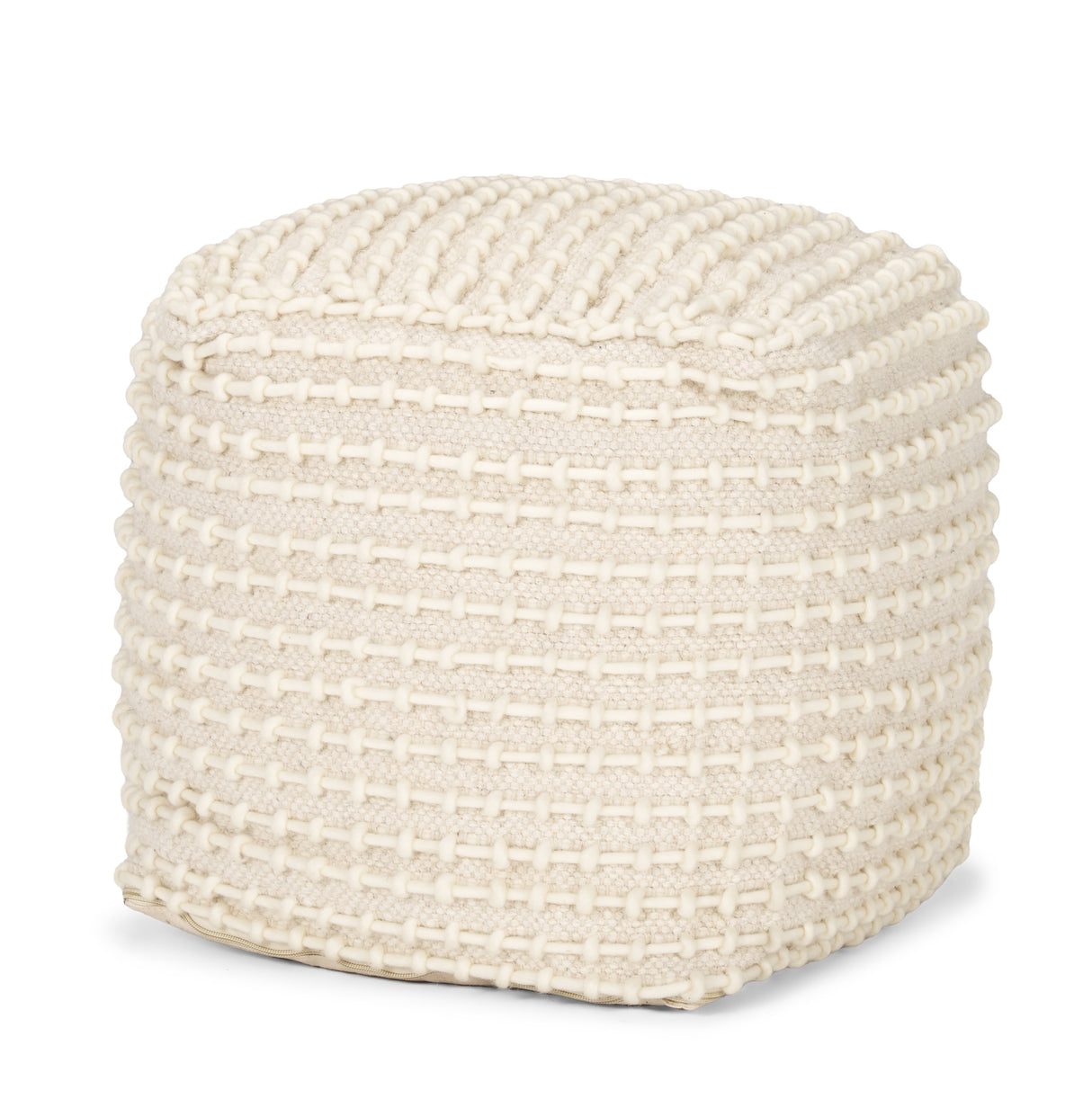 Sakaye Beige w/ Cream Stitched Patterned Pouf from Mercana - Luna Furniture