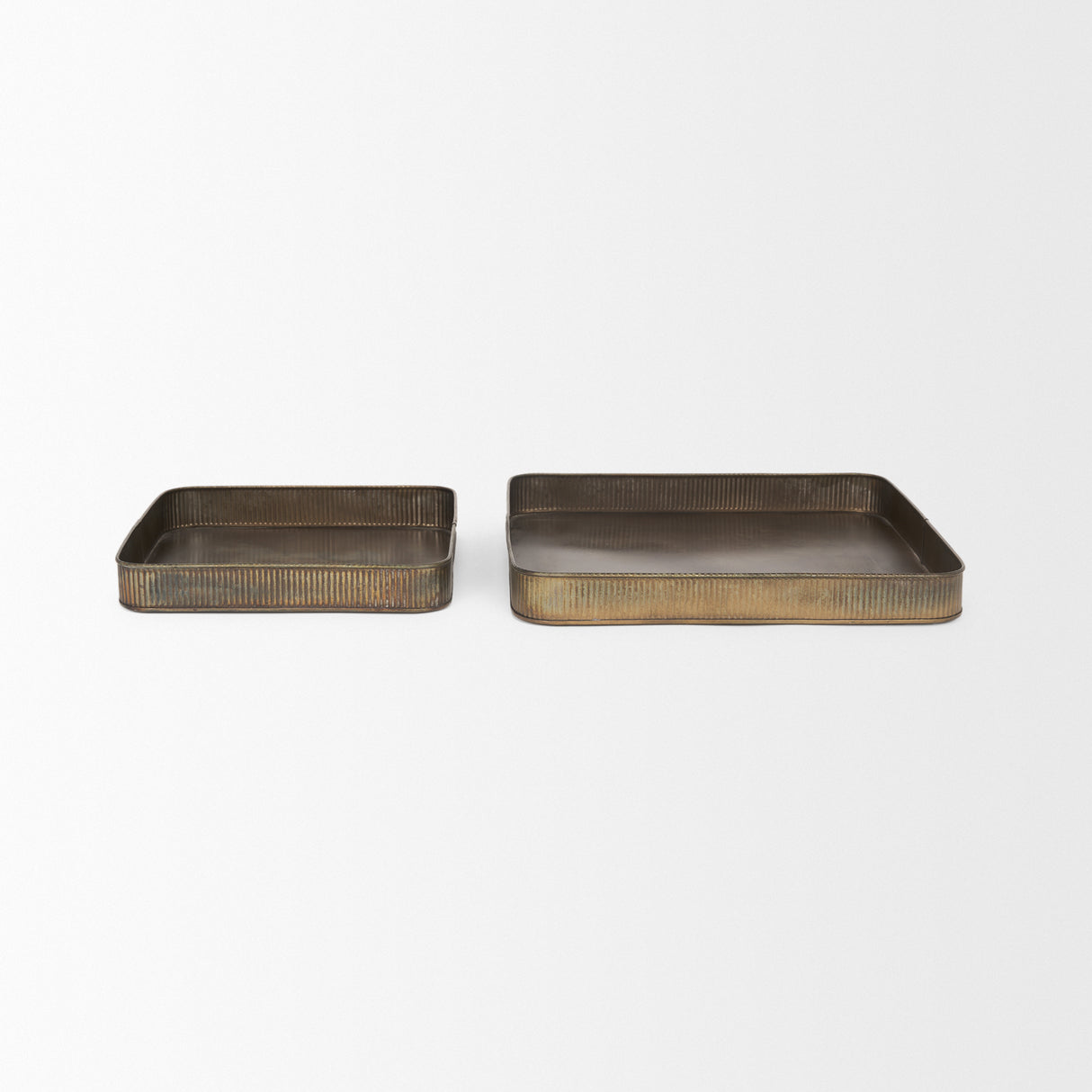 Varun Square Antiqued Brass Metal Tray (Set of 2) from Mercana - Luna Furniture