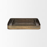 Varun Square Antiqued Brass Metal Tray (Set of 2) from Mercana - Luna Furniture