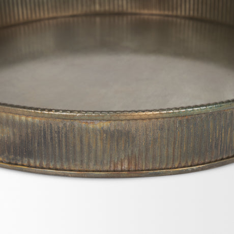Varun Round Antiqued Brass Metal Tray (Set of 2) from Mercana - Luna Furniture