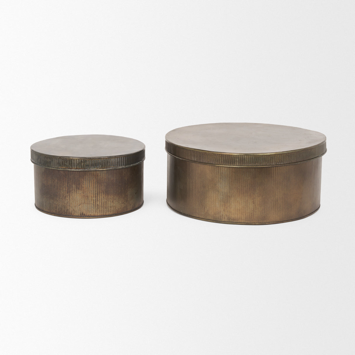 Josephine Round Antique Gold Metal Box (Set of 2) from Mercana - Luna Furniture