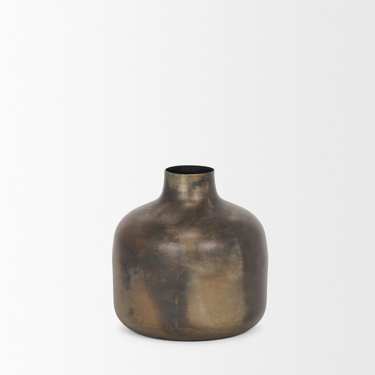 Daya Short Antiqued Gold Metal Vase from Mercana - Luna Furniture
