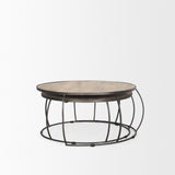 Clapp Round Light Brown W/ White Wash Wood and Silver Metal Nesting Coffee Tables (Set of 2) from Mercana - Luna Furniture