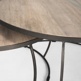 Clapp Round Light Brown W/ White Wash Wood and Silver Metal Nesting Coffee Tables (Set of 2) from Mercana - Luna Furniture