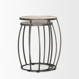 Clapp Round Light Brown W/ White Wash Wood and Silver Metal Nesting Accent Tables (Set of 2) from Mercana - Luna Furniture