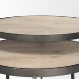 Clapp Round Light Brown W/ White Wash Wood and Silver Metal Nesting Accent Tables (Set of 2) from Mercana - Luna Furniture