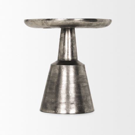Bobbi Textured Polished Nickel Cast Aluminum Metal Accent Table from Mercana - Luna Furniture